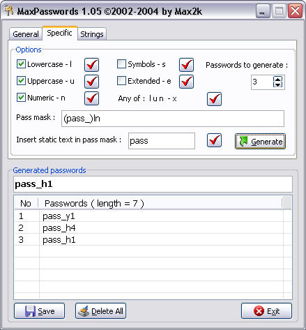 MaxPasswords Screenshot